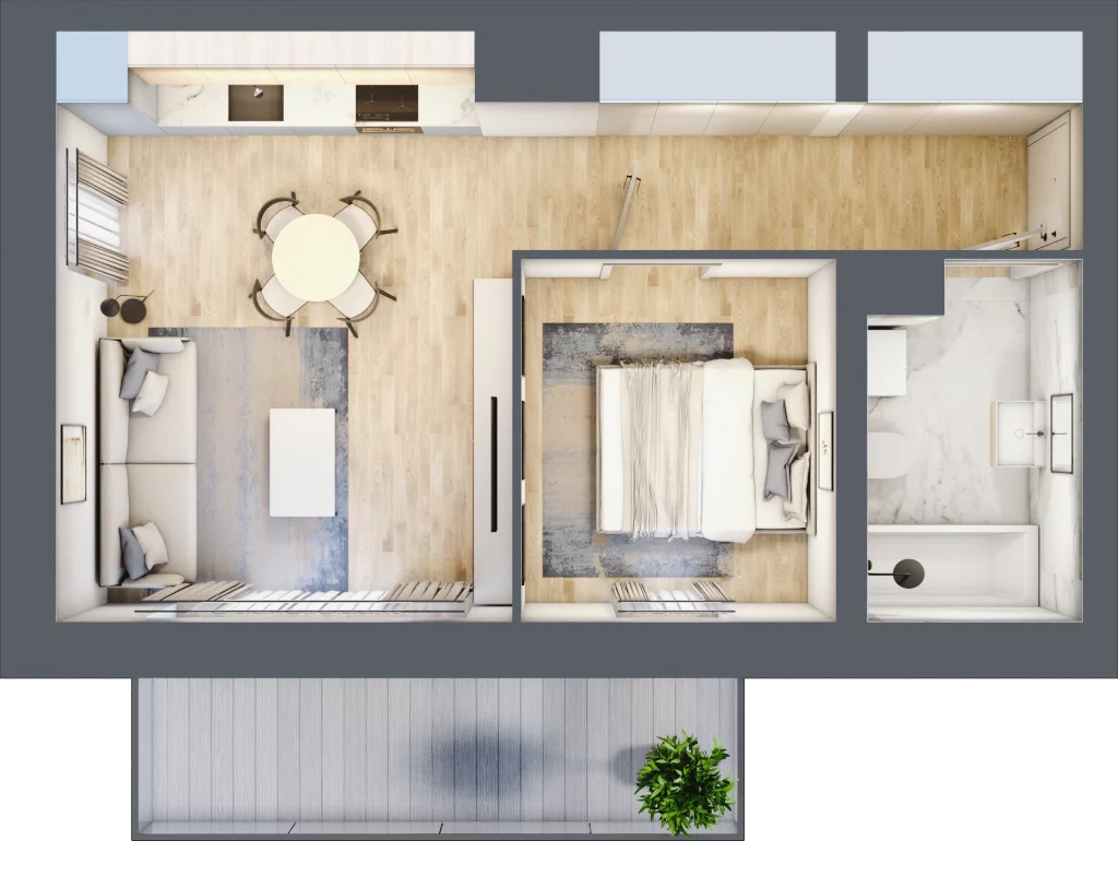 2 pokoje, mieszkanie 41,17 m², piętro 4, oferta nr A/4/38, Osiedle Hawelańska III etap, Poznań, Winogrady, ul. Hawelańska 25