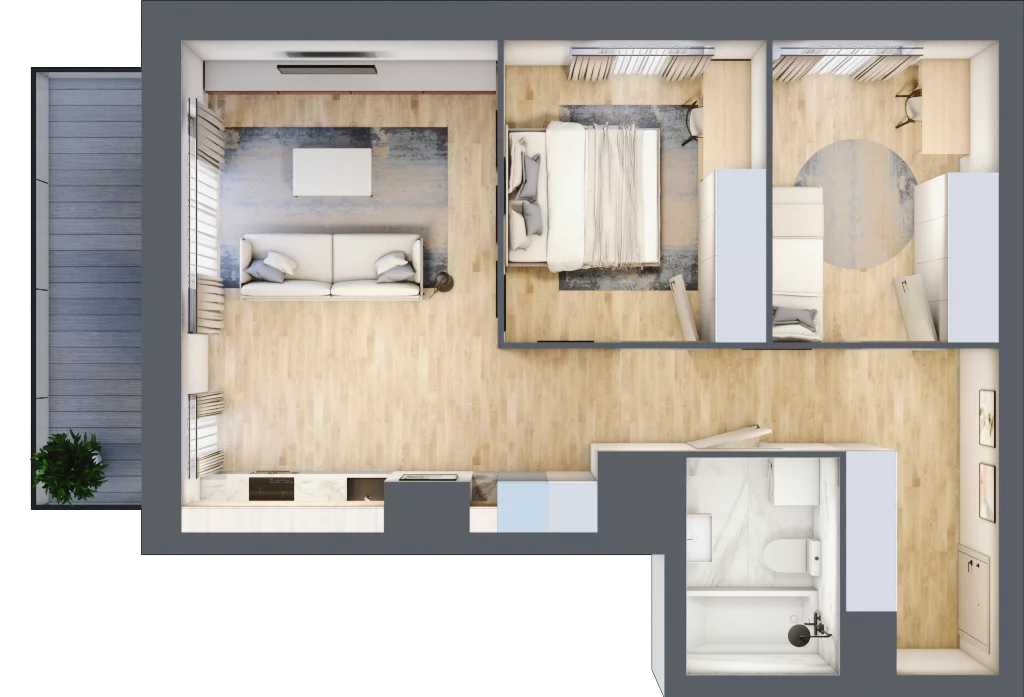 3 pokoje, mieszkanie 59,72 m², piętro 1, oferta nr A/1/4, Osiedle Hawelańska III etap, Poznań, Winogrady, ul. Hawelańska 25
