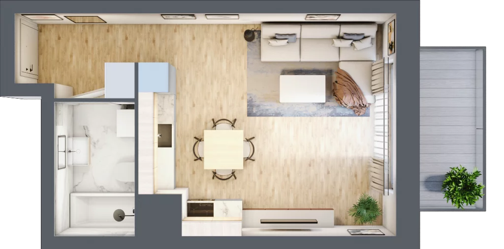 1 pokój, mieszkanie 31,26 m², piętro 6, oferta nr A/6/52, Osiedle Hawelańska III etap, Poznań, Winogrady, ul. Hawelańska 25