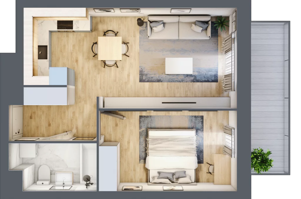 2 pokoje, mieszkanie 45,07 m², piętro 5, oferta nr A/5/41, Osiedle Hawelańska III etap, Poznań, Winogrady, ul. Hawelańska 25