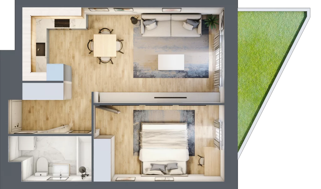 2 pokoje, mieszkanie 45,07 m², piętro 1, oferta nr A/1/1, Osiedle Hawelańska III etap, Poznań, Winogrady, ul. Hawelańska 25