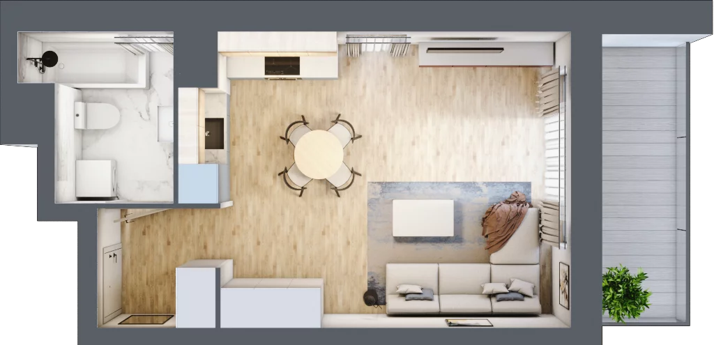 1 pokój, mieszkanie 33,85 m², piętro 8, oferta nr B/8/93, Osiedle Hawelańska III etap, Poznań, Winogrady, ul. Hawelańska 25