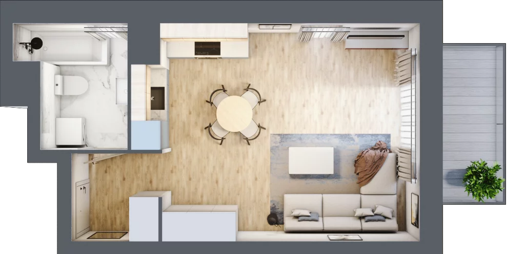 1 pokój, mieszkanie 33,85 m², piętro 2, oferta nr B/2/22, Osiedle Hawelańska III etap, Poznań, Winogrady, ul. Hawelańska 25