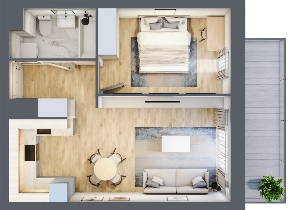 2 pokoje, mieszkanie 43,78 m², piętro 5, oferta nr B/5/56, Osiedle Hawelańska III etap, Poznań, Winogrady, ul. Hawelańska 25