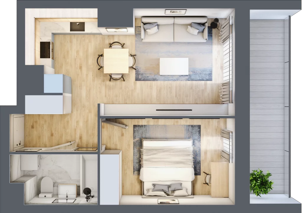3 pokoje, mieszkanie 41,42 m², piętro 8, oferta nr B/8/89, Osiedle Hawelańska III etap, Poznań, Winogrady, ul. Hawelańska 25