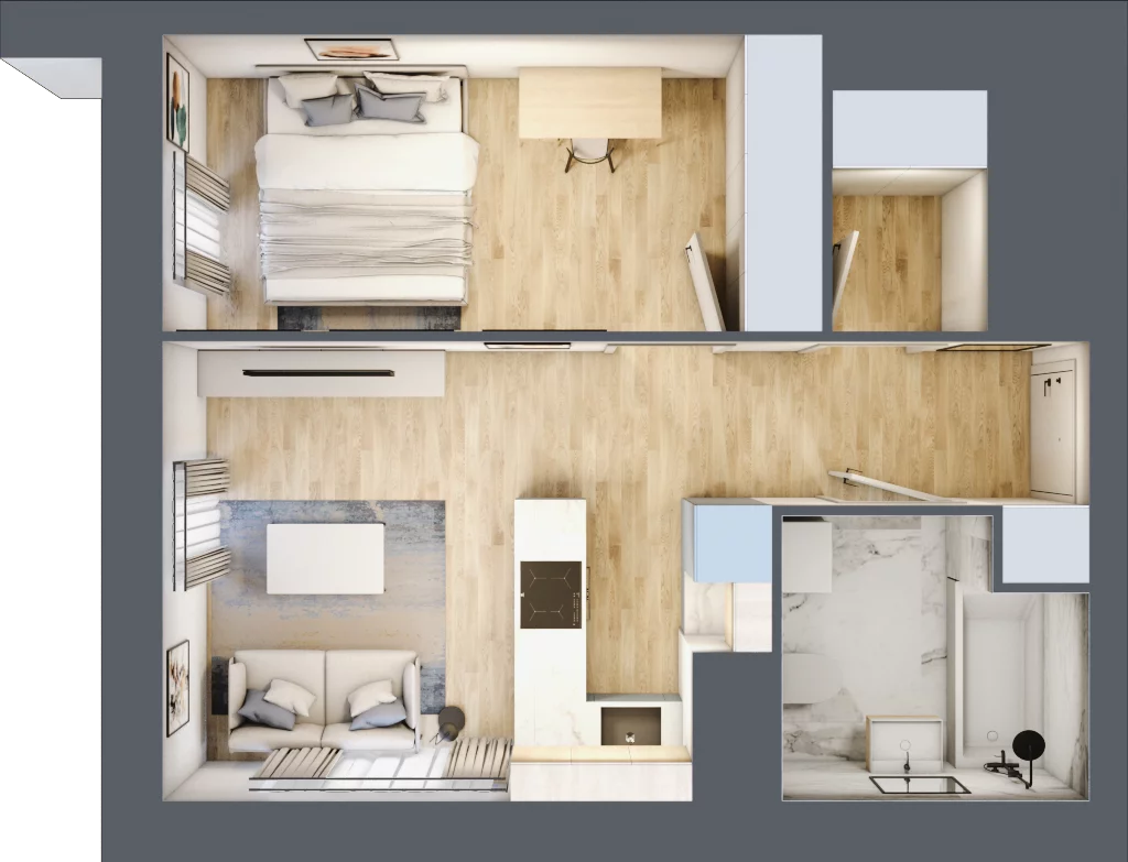 2 pokoje, mieszkanie 38,96 m², piętro 9, oferta nr B/9/97B, Osiedle Hawelańska III etap, Poznań, Winogrady, ul. Hawelańska 25