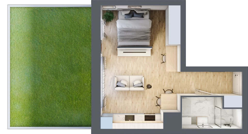 1 pokój, mieszkanie 33,62 m², piętro 1, oferta nr B/1/2, Osiedle Hawelańska III etap, Poznań, Winogrady, ul. Hawelańska 25
