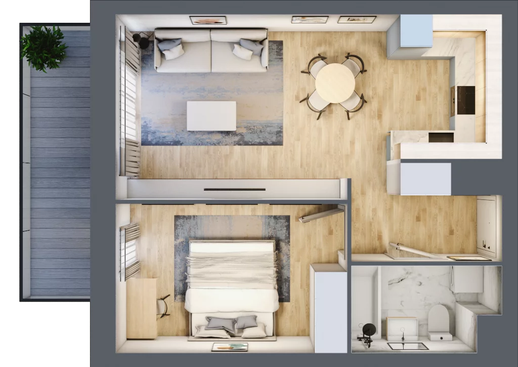 2 pokoje, mieszkanie 43,78 m², piętro 7, oferta nr B/7/73, Osiedle Hawelańska III etap, Poznań, Winogrady, ul. Hawelańska 25