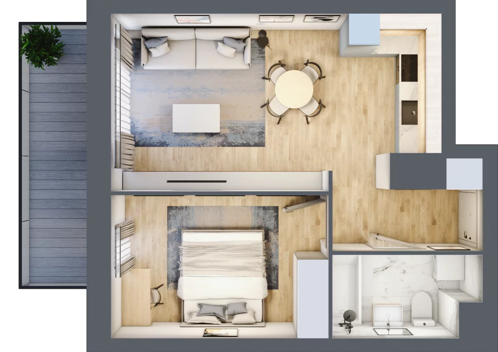 2 pokoje, mieszkanie 41,50 m², piętro 4, oferta nr B/4/48, Osiedle Hawelańska III etap, Poznań, Winogrady, ul. Hawelańska 25