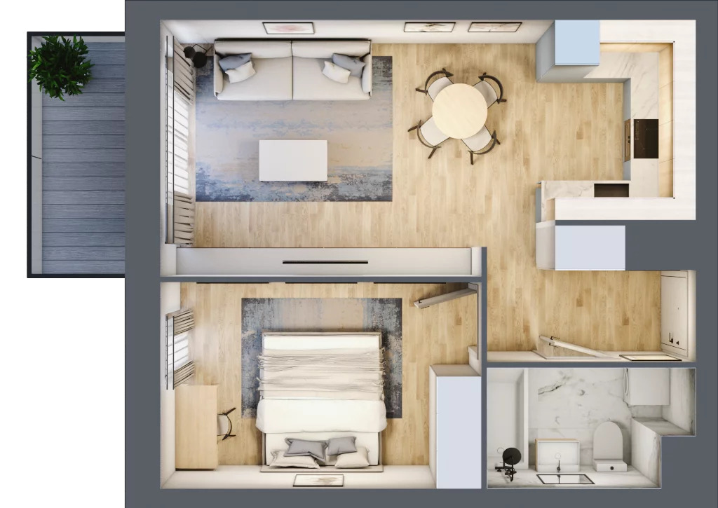 2 pokoje, mieszkanie 43,78 m², piętro 6, oferta nr B/6/61, Osiedle Hawelańska III etap, Poznań, Winogrady, ul. Hawelańska 25