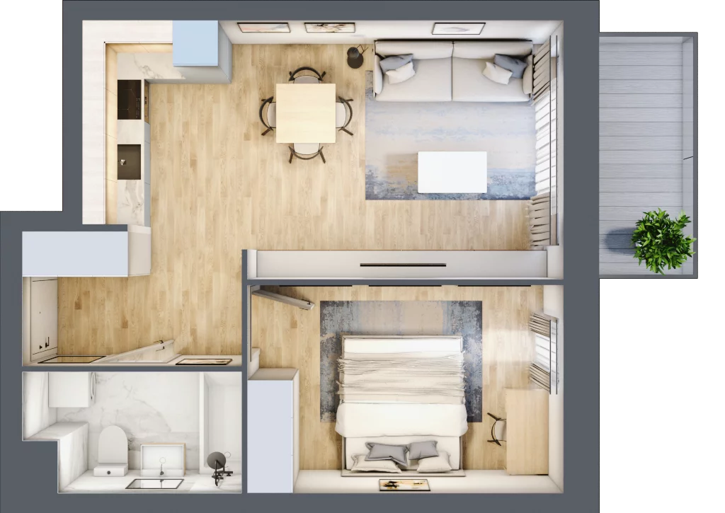 2 pokoje, mieszkanie 42,20 m², piętro 7, oferta nr B/7/81, Osiedle Hawelańska III etap, Poznań, Winogrady, ul. Hawelańska 25