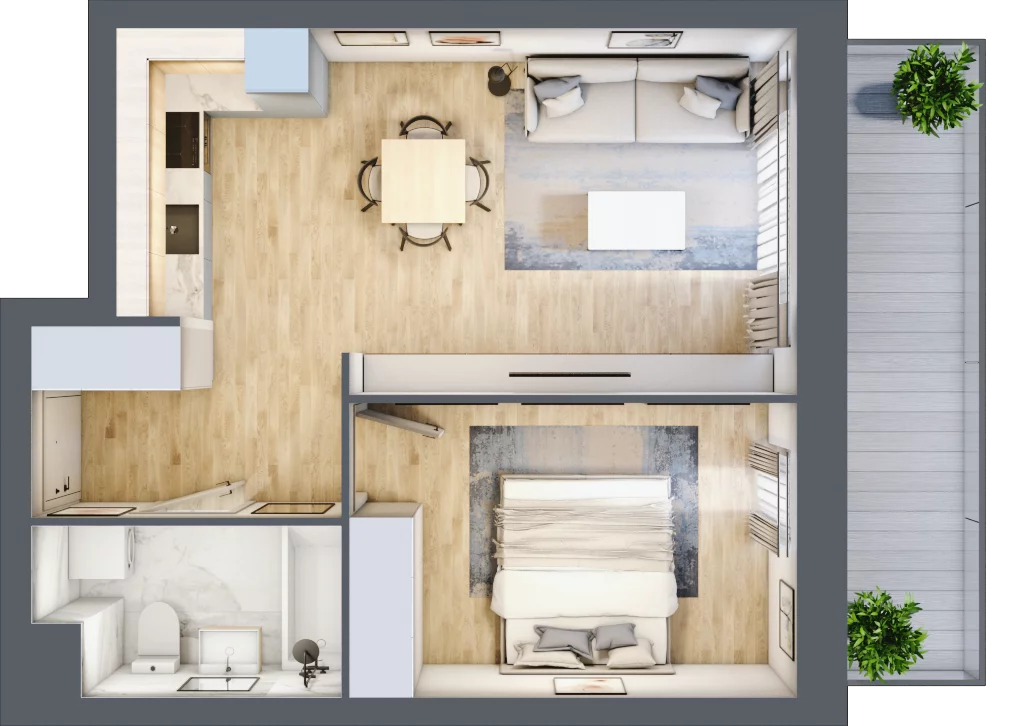 2 pokoje, mieszkanie 42,19 m², piętro 11, oferta nr B/11/119A, Osiedle Hawelańska III etap, Poznań, Winogrady, ul. Hawelańska 25