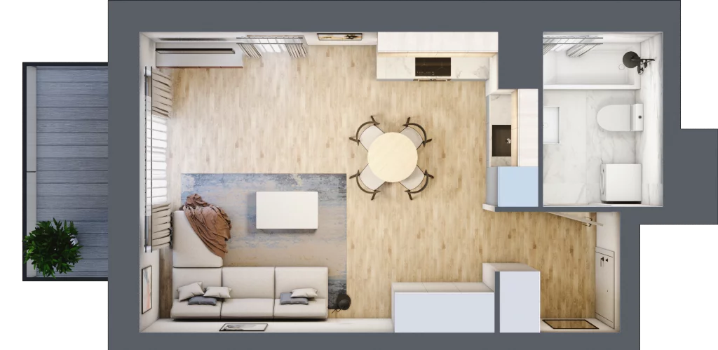 1 pokój, mieszkanie 33,42 m², piętro 2, oferta nr B/2/23, Osiedle Hawelańska III etap, Poznań, Winogrady, ul. Hawelańska 25