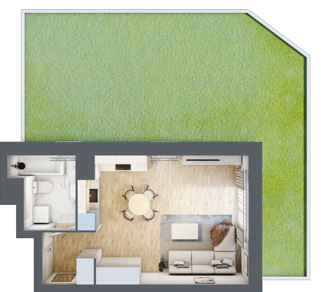 1 pokój, mieszkanie 33,85 m², piętro 1, oferta nr B/1/10, Osiedle Hawelańska III etap, Poznań, Winogrady, ul. Hawelańska 25