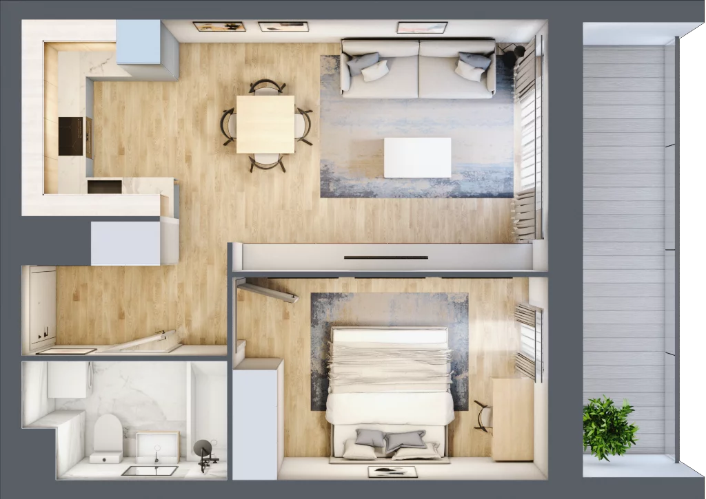 2 pokoje, mieszkanie 43,78 m², piętro 10, oferta nr B/10/109B, Osiedle Hawelańska III etap, Poznań, Winogrady, ul. Hawelańska 25