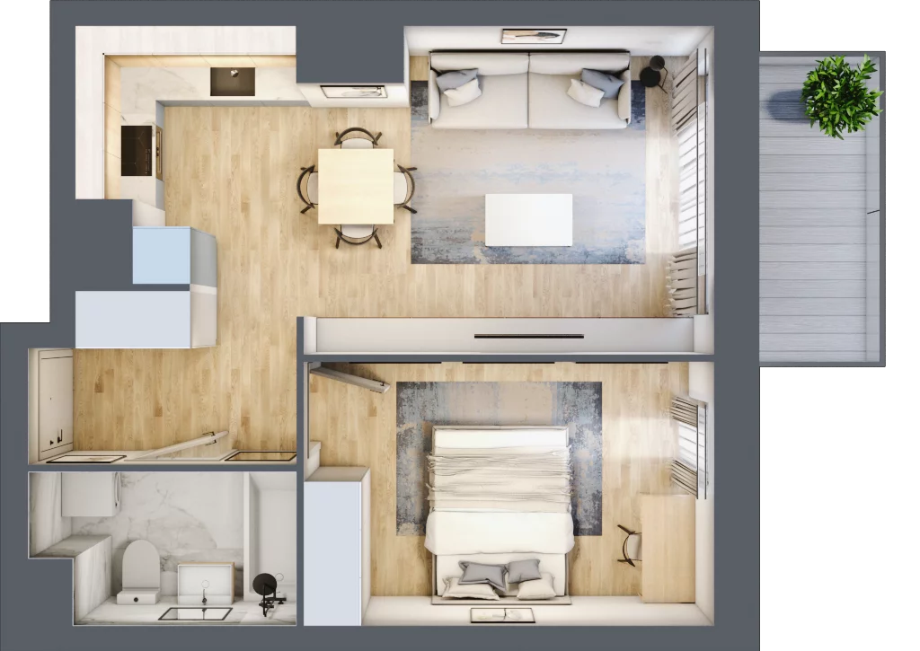 2 pokoje, mieszkanie 41,48 m², piętro 2, oferta nr B/2/18, Osiedle Hawelańska III etap, Poznań, Winogrady, ul. Hawelańska 25