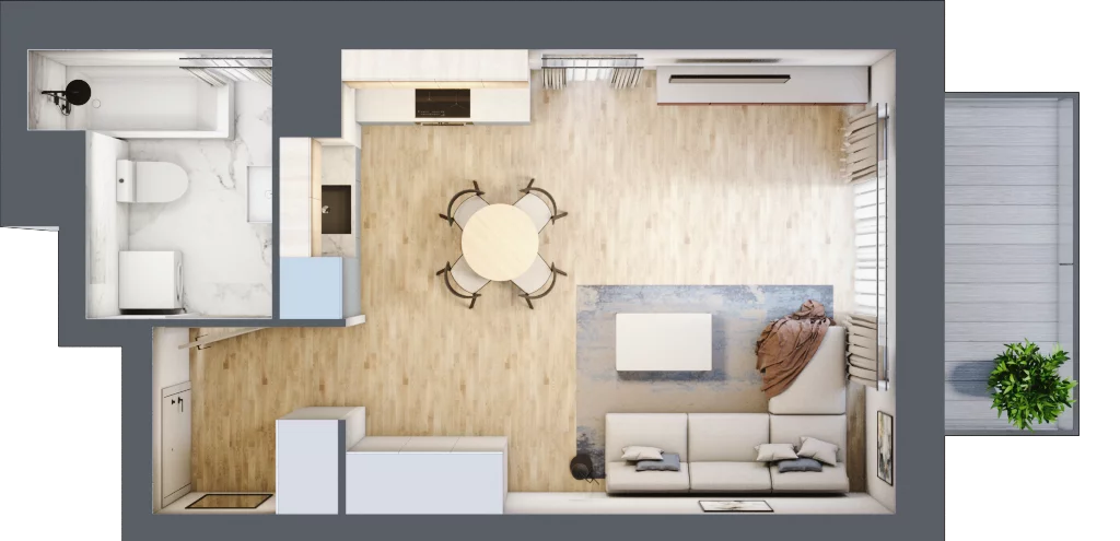 1 pokój, mieszkanie 33,85 m², piętro 4, oferta nr B/4/46, Osiedle Hawelańska III etap, Poznań, Winogrady, ul. Hawelańska 25