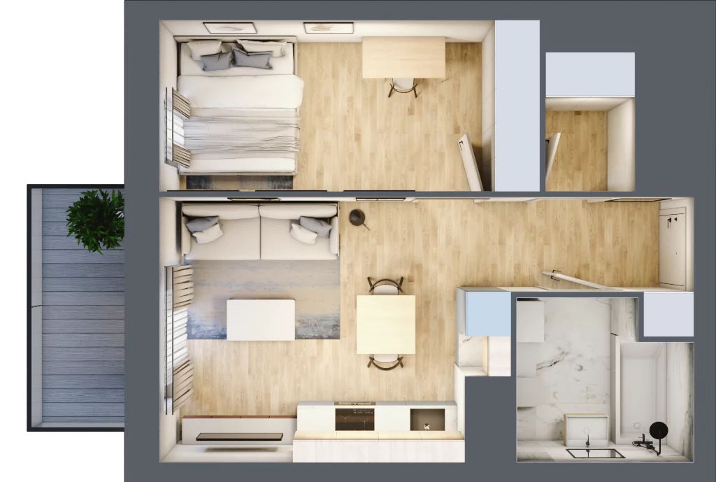 2 pokoje, mieszkanie 38,96 m², piętro 7, oferta nr B/7/75, Osiedle Hawelańska III etap, Poznań, Winogrady, ul. Hawelańska 25