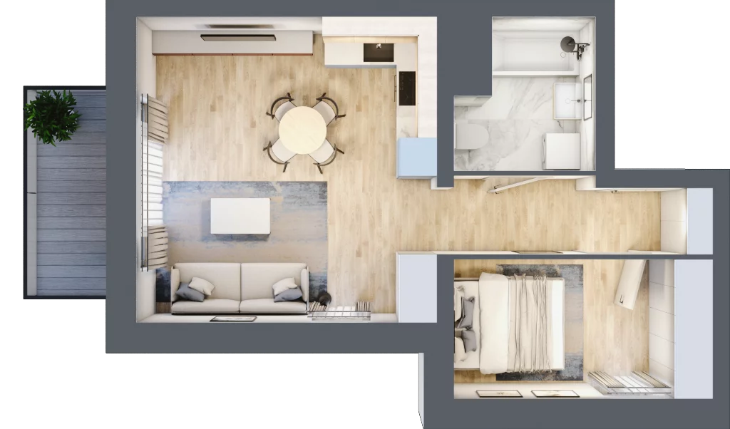 2 pokoje, mieszkanie 41,02 m², piętro 6, oferta nr B/6/64, Osiedle Hawelańska III etap, Poznań, Winogrady, ul. Hawelańska 25
