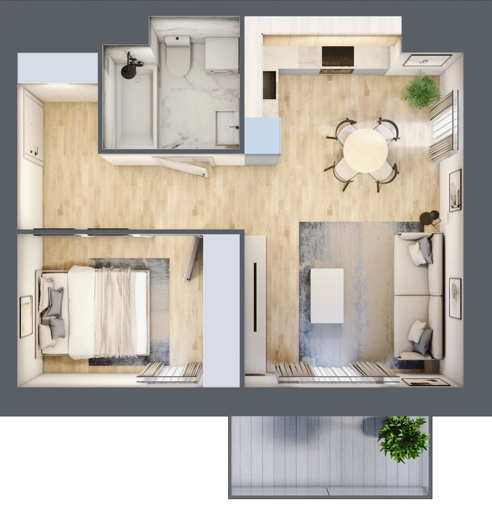 2 pokoje, mieszkanie 40,75 m², piętro 4, oferta nr B/4/41, Osiedle Hawelańska III etap, Poznań, Winogrady, ul. Hawelańska 25