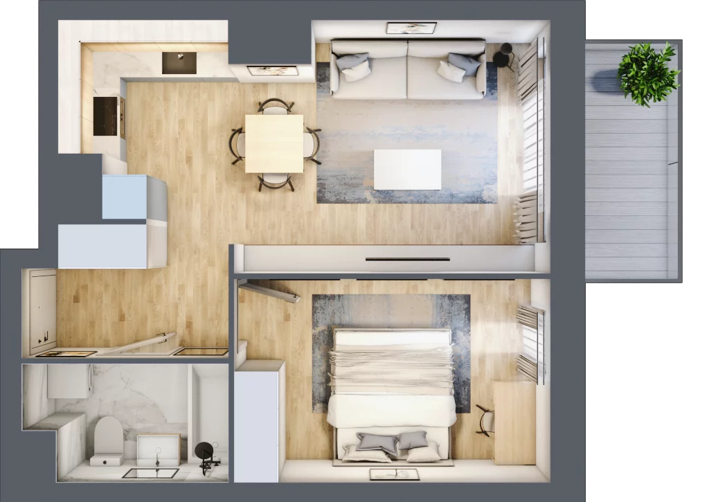 2 pokoje, mieszkanie 41,48 m², piętro 3, oferta nr B/3/30, Osiedle Hawelańska III etap, Poznań, Winogrady, ul. Hawelańska 25