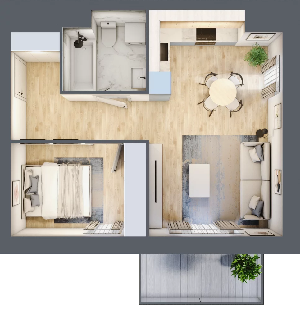 2 pokoje, mieszkanie 40,75 m², piętro 7, oferta nr B/7/77, Osiedle Hawelańska III etap, Poznań, Winogrady, ul. Hawelańska 25