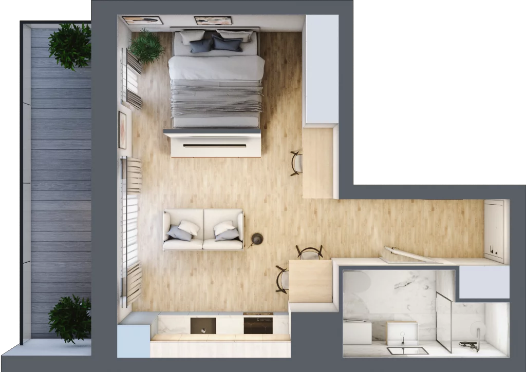 1 pokój, mieszkanie 33,62 m², piętro 10, oferta nr B/10/107, Osiedle Hawelańska III etap, Poznań, Winogrady, ul. Hawelańska 25