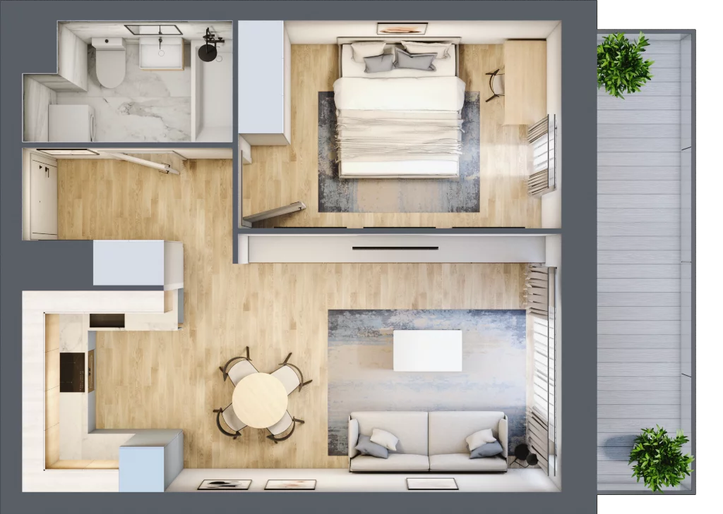 2 pokoje, mieszkanie 43,78 m², piętro 8, oferta nr B/8/91, Osiedle Hawelańska III etap, Poznań, Winogrady, ul. Hawelańska 25
