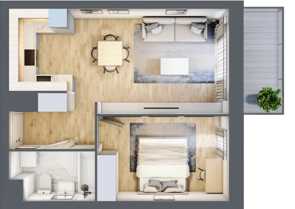 2 pokoje, mieszkanie 43,78 m², piętro 4, oferta nr B/4/43, Osiedle Hawelańska III etap, Poznań, Winogrady, ul. Hawelańska 25