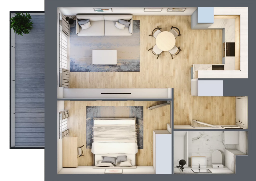 2 pokoje, mieszkanie 43,78 m², piętro 3, oferta nr B/3/25, Osiedle Hawelańska III etap, Poznań, Winogrady, ul. Hawelańska 25