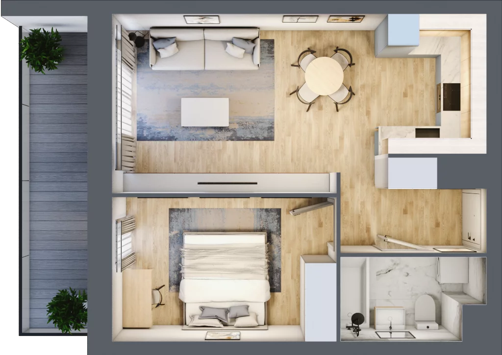 2 pokoje, mieszkanie 43,78 m², piętro 8, oferta nr B/8/85, Osiedle Hawelańska III etap, Poznań, Winogrady, ul. Hawelańska 25