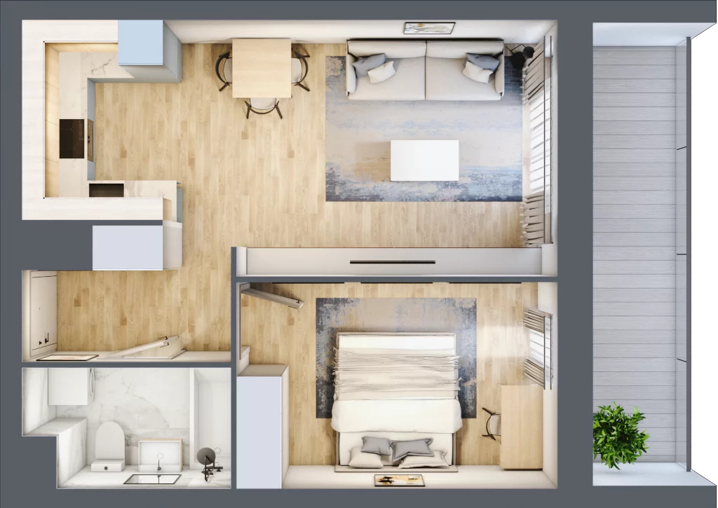 2 pokoje, mieszkanie 43,78 m², piętro 11, oferta nr B/11/117, Osiedle Hawelańska III etap, Poznań, Winogrady, ul. Hawelańska 25