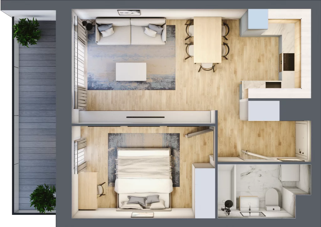2 pokoje, mieszkanie 43,78 m², piętro 11, oferta nr B/11/114, Osiedle Hawelańska III etap, Poznań, Winogrady, ul. Hawelańska 25