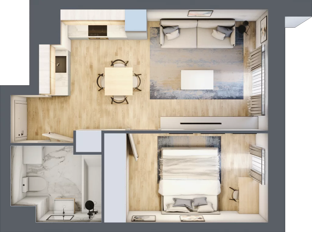 2 pokoje, mieszkanie 39,58 m², piętro 8, oferta nr B/8/88, Osiedle Hawelańska III etap, Poznań, Winogrady, ul. Hawelańska 25