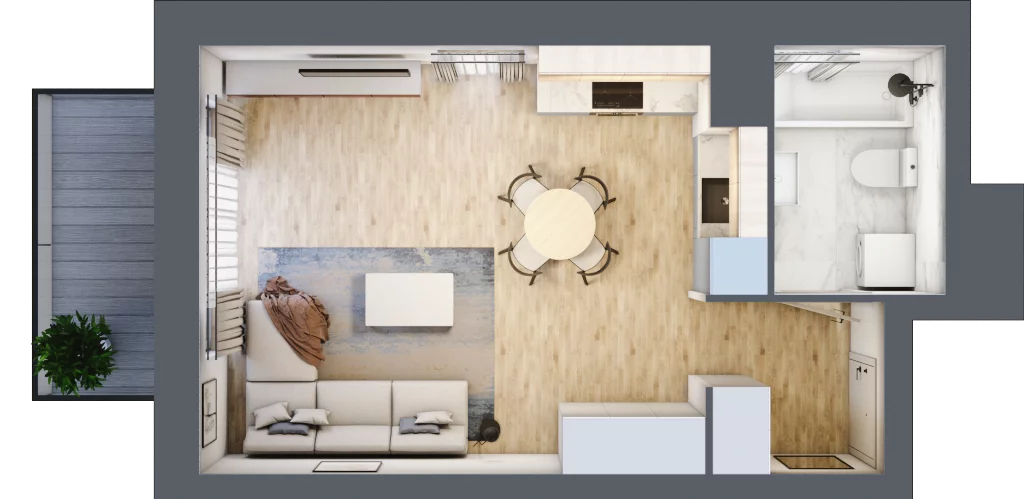 1 pokój, mieszkanie 33,42 m², piętro 4, oferta nr B/4/47, Osiedle Hawelańska III etap, Poznań, Winogrady, ul. Hawelańska 25