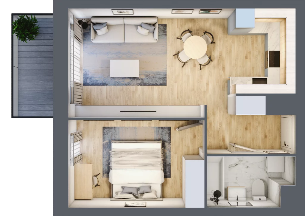 2 pokoje, mieszkanie 43,78 m², piętro 4, oferta nr B/4/37, Osiedle Hawelańska III etap, Poznań, Winogrady, ul. Hawelańska 25