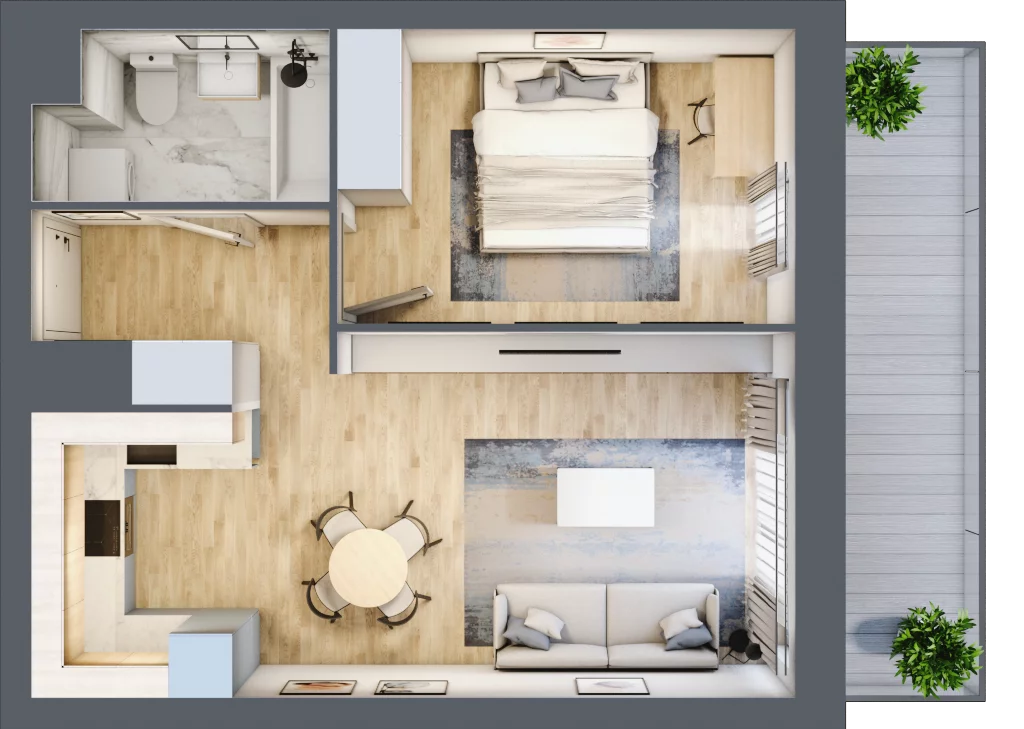 2 pokoje, mieszkanie 43,78 m², piętro 9, oferta nr B/9/101, Osiedle Hawelańska III etap, Poznań, Winogrady, ul. Hawelańska 25