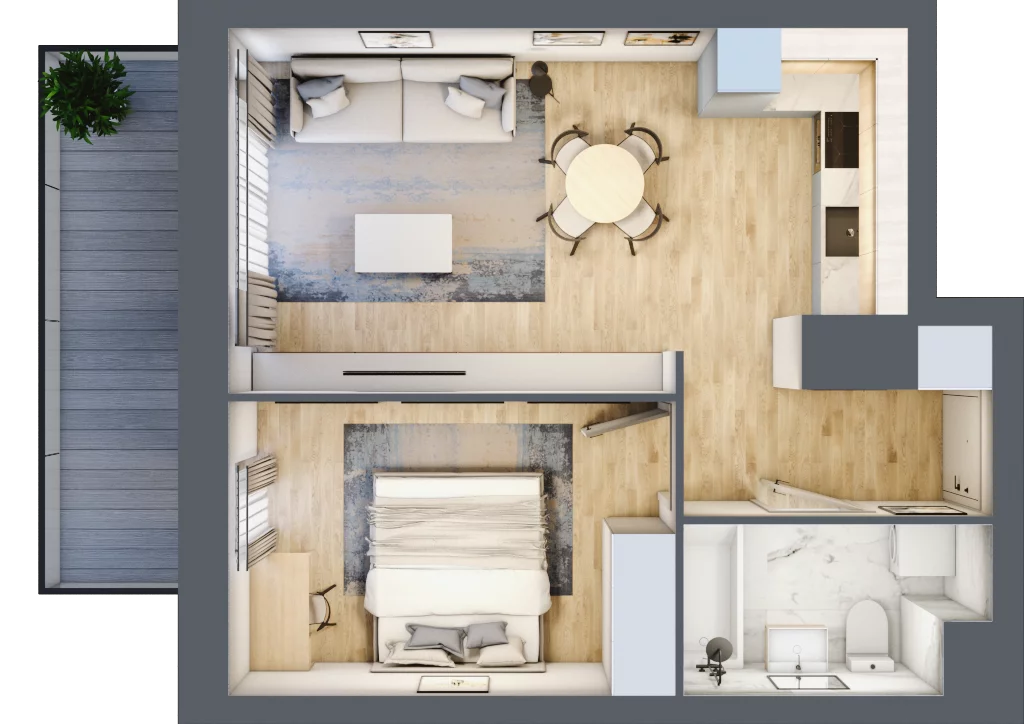 2 pokoje, mieszkanie 41,50 m², piętro 6, oferta nr B/6/72, Osiedle Hawelańska III etap, Poznań, Winogrady, ul. Hawelańska 25