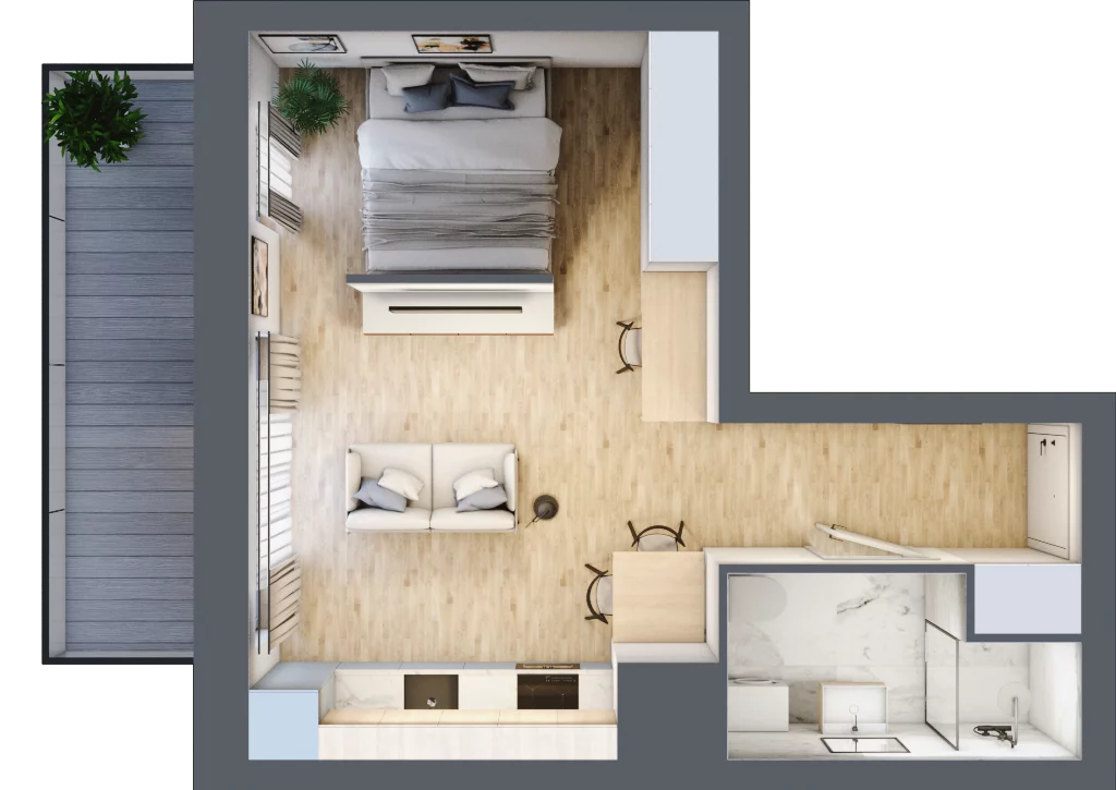 1 pokój, mieszkanie 33,62 m², piętro 6, oferta nr B/6/62, Osiedle Hawelańska III etap, Poznań, Winogrady, ul. Hawelańska 25