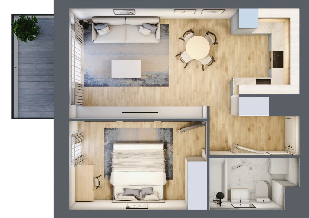 2 pokoje, mieszkanie 43,78 m², piętro 2, oferta nr B/2/13, Osiedle Hawelańska III etap, Poznań, Winogrady, ul. Hawelańska 25
