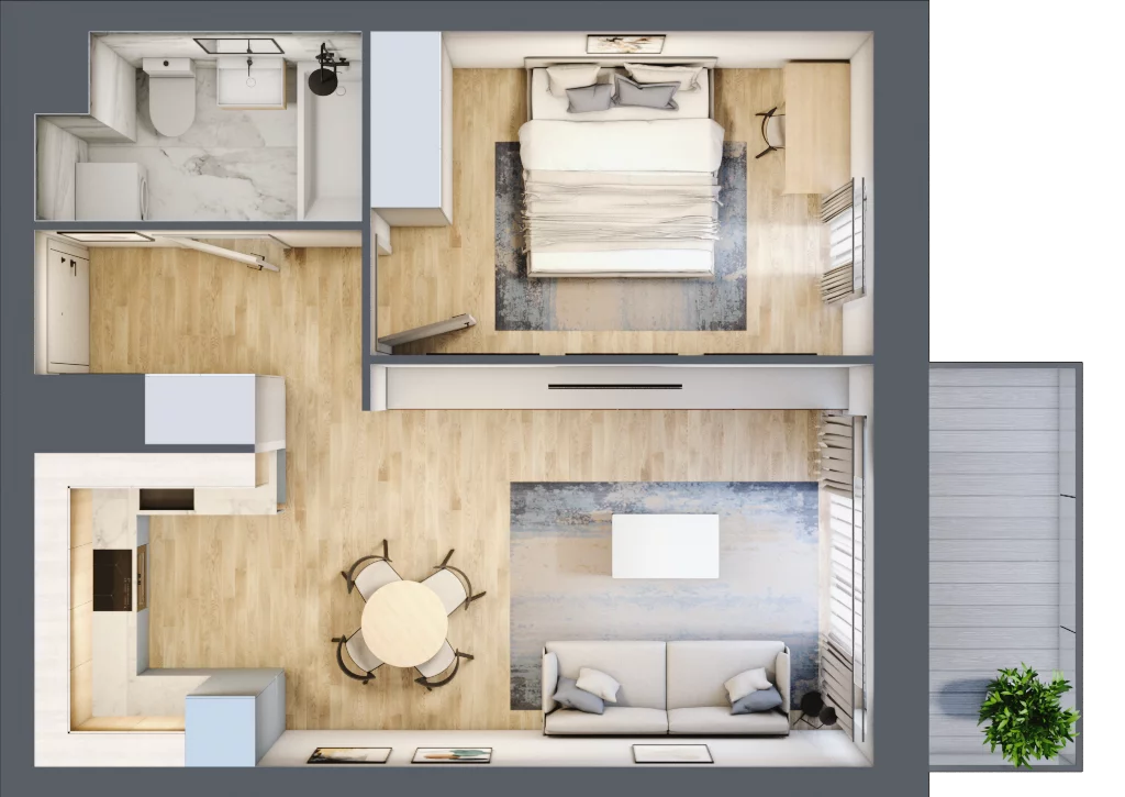 2 pokoje, mieszkanie 43,78 m², piętro 6, oferta nr B/6/68, Osiedle Hawelańska III etap, Poznań, Winogrady, ul. Hawelańska 25
