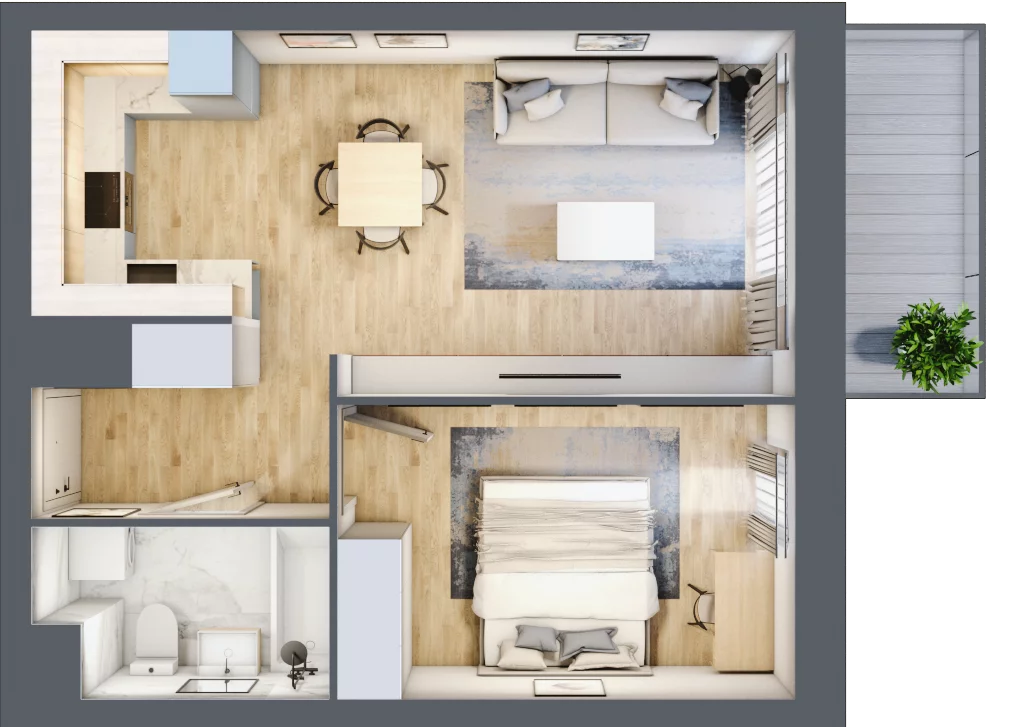 2 pokoje, mieszkanie 43,78 m², piętro 5, oferta nr B/5/55, Osiedle Hawelańska III etap, Poznań, Winogrady, ul. Hawelańska 25