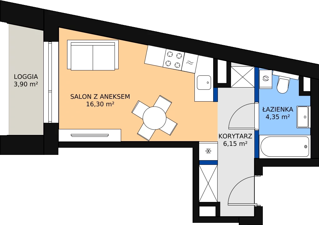 Zalety mieszkania 27.36 m², A.1.13