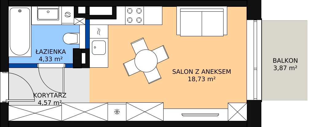 Zalety mieszkania 28.22 m², A.1.15