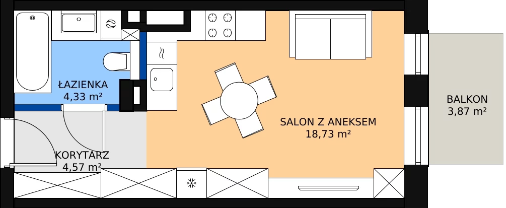 Zalety mieszkania 28.22 m², A.1.16