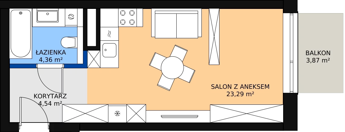 Zalety mieszkania 32.62 m², A.1.05