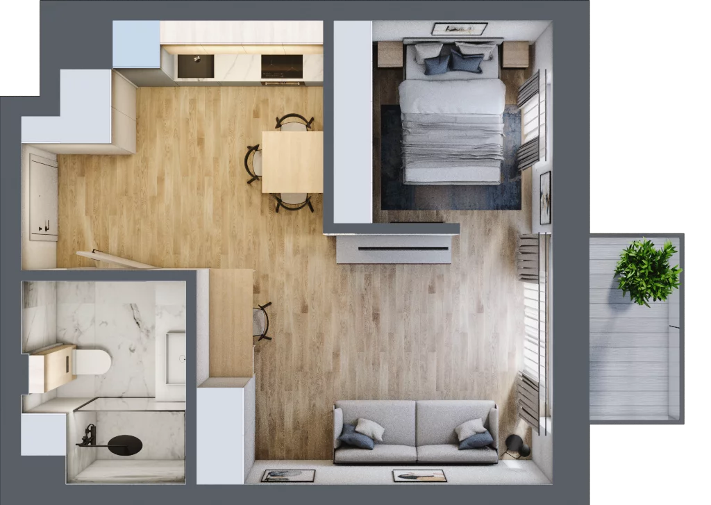 1 pokój, mieszkanie 38,78 m², piętro 1, oferta nr B.1.72, Daszyńskiego Square, Mińsk Mazowiecki, ul. Ignacego Daszyńskiego