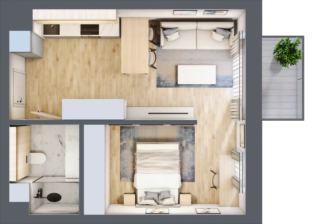 1 pokój, mieszkanie 39,44 m², piętro 2, oferta nr B.2.85, Daszyńskiego Square, Mińsk Mazowiecki, ul. Ignacego Daszyńskiego