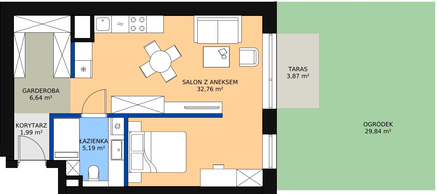 Zalety mieszkania 48.12 m², B.0.57