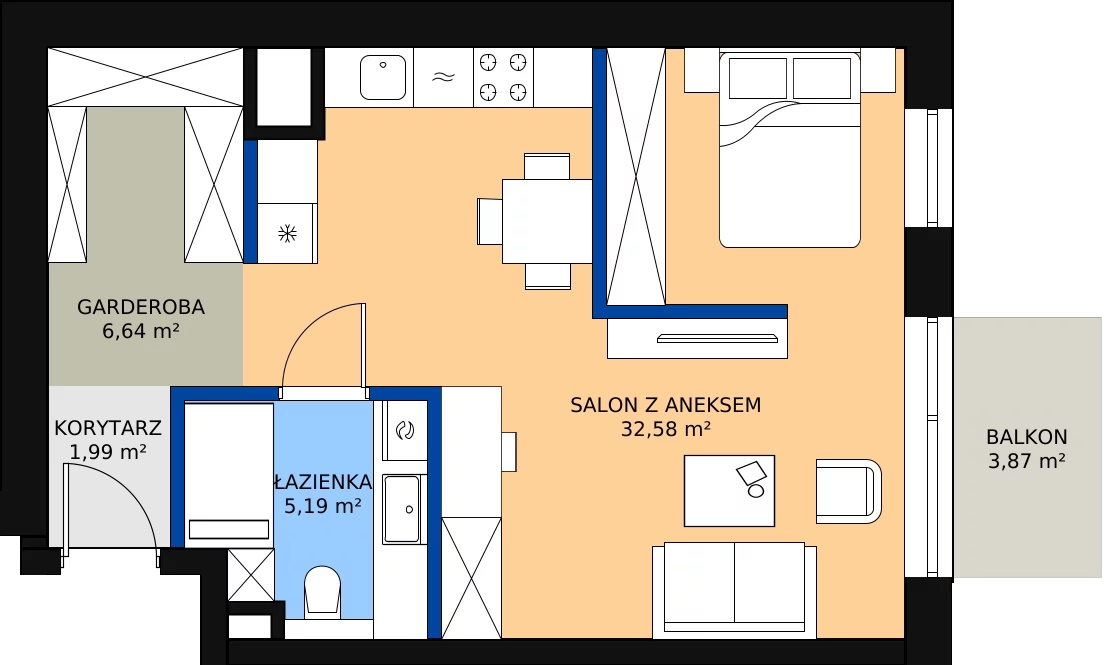Zalety mieszkania 48.13 m², B.3.93